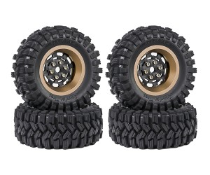 1.2 INCH RUBBER TIRE & BEADLOCK RIM SET 7mm HEX - SAND COLOR FOR 1/18 TRX4-M AXIAL SCX24 FMS18 CRAWLER - TY-62240104B-SD
