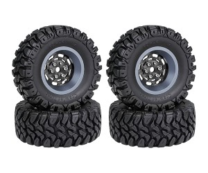 1.2 INCH RUBBER TIRE & BEADLOCK RIM SET 7mm HEX - TITANIUM COLOR FOR 1/18 TRX4-M AXIAL SCX24 FMS18 CRAWLER - TY-62240104A-TI