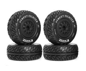 RUBBER TIRE & Rim Set 110 x 45mm 12mm Hex For 1/10 ARRMA SENTON TAXXAS SLASH 4X4 VXL SHORT COURSE - TY1104512/BK