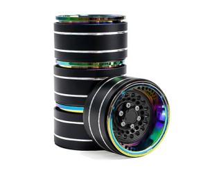 ALUMINUM CHROM 1.9 INCH CHROME BEADLOCK RIM FOR 1/10 RC TRAXXAS TRX-4 AXIAL RACING SCX10 CRAWLER - BLACK COLOR - RS-WH553312C/BK