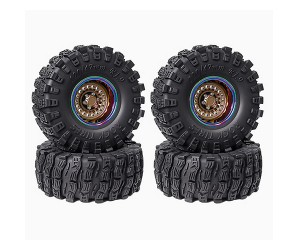 RUBBER TIRE & ALUMINUM CHROME RIM SET 120 X 47mm 12mm HEX For 1/10 RC TRAXXAS TRX-4 AXIAL RACING SCX10 CAPRA CRAWLER - RS-TY12047A/BK