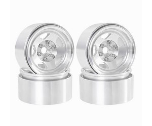 ALUMINUM 5 SPOKE RIM SET 115 X 45mm 12mm HEX For 1/10 RC TRAXXAS TRX-4 AXIAL RACING SCX10 CAPRA CRAWLER - SILVER - RS-WH5131/SI