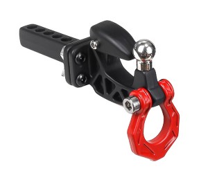 METAL HITCH TRAILER TOW HOOK W. RING FOR AXIAL RACING SCX10 CAPRA TRAXXAS TRX-4 TRX-6 CRAWLER TRUCK - RED - RS-BTH04/RE
