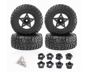 RUBBER TIRE AND RIM SET TYPE A 109 X 46mm 12mm 14mm 17mm Hex For 1/8 ARRMA MOJAVE 1/10 TRAXXAS SLASH SHORT COURSE TRUCK - BLACK - RS-TY10946A/BK