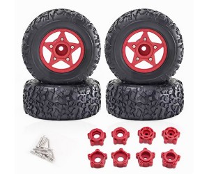 RUBBER TIRE AND RIM SET TYPE A 109 X 46mm 12mm 14mm 17mm Hex For 1/8 ARRMA MOJAVE 1/10 TRAXXAS SLASH SHORT COURSE TRUCK - RED - RS-TY10946A/RE