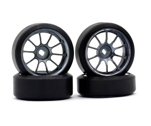 TIRE AND AUMINIUM FRONT / REAR WHEEL F 10 SPOKE 1.5 DEGREE For 1/28 KYOSHO MINI-Z RC DRIFT CAR - RS-MINIZ09115C-15/GS