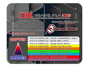 3RACING SAK-D651 M1.2 x 14 x 34 DAMPER SPRING SET For 1/10 SAKURA D6 SPORT D6S DRIFT ONROAD RC CAR - SAK-D651