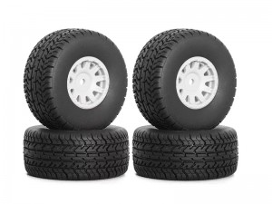 SHORT COURSE TIRE & RIM SET 65 X 28mm 12mm HEX ARA550116 FOR 1/14 ARRMA MOJAVE GROM RC TRUCK - WHITE - TY-6528/WI