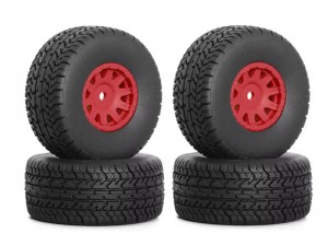 SHORT COURSE TIRE & RIM SET 65 X 28mm 12mm HEX ARA550116 FOR 1/14 ARRMA MOJAVE GROM RC TRUCK - RED - TY-6528/RE