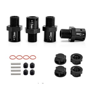 ALUMINUM +13mm EXTENDED WHEEL 17MM HEX ADAPTOR ARA311035 ARAC9763 FOR 1/7 FIRETEAM INFRACTION MOJAVE FALONY 1/8 KRATON OUTCAST 6S BLX - BLACK - RS-ARA31103513MM/BK