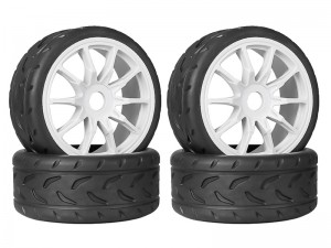 RUBBER TIRE & RIM SET 100/42 2.9 17mm HEX PRE-MOUNTED BELTED TYPE-A ARA550063 FOR ARRMA 1/7 INFRACTION 1/7 LIMITLESS F1 6S BLX - WHITE - RS-ARA550063A/WI