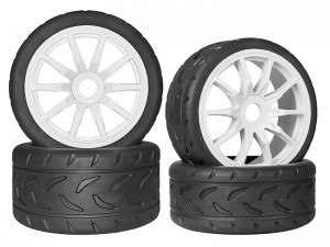 RUBBER TIRE & RIM SET 100/42 107/53 2.9 17mm HEX PRE-MOUNTED BELTED TYPE-A FOR ARRMA 1/7 FELONY 6S BLX ARA7617V2 - WHITE - RS-ARA55006373A/WI