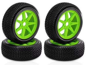 OFF-ROAD RUBBER TIRE AND RIM SET 118 X 45mm TYPE A FOR 1/8 ARRMA TYPHON 6S BLX KYOSHO MP9 MP10 BUGGY - GREEN - WH-1174517A-GR
