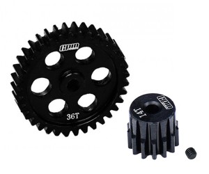 GPM 40CrMo STEEL PINION GEAR 14/15/16/17/18T WITH 36T MAIN GEAR SET LOS-1769 FOR LOSI 1/24 Micro-B 2WD Buggy LOS00007 - 14T / 36T - LMB01436TS