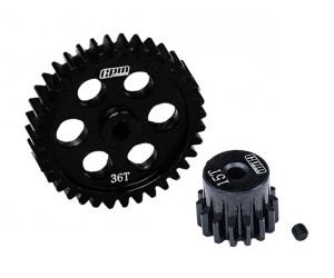 GPM 40CrMo STEEL PINION GEAR 14/15/16/17/18T WITH 36T MAIN GEAR SET LOS-1769 FOR LOSI 1/24 Micro-B 2WD Buggy LOS00007 - 15T / 36T - LMB01536TS