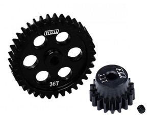 GPM 40CrMo STEEL PINION GEAR 14/15/16/17/18T WITH 36T MAIN GEAR SET LOS-1769 FOR LOSI 1/24 Micro-B 2WD Buggy LOS00007 - 17T / 36T - LMB01736TS