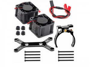 ALUMINUM TWIN MOTOR HEATSINK COOLING FANS 62mm 6-12V 14600RPM HOBBYWING 4985 CASTLE 1717 FOR TRAXXAS X-MAXX XRT ARRMA KRATON OUTCAST 8S MONSTER - BLACK - RS-MHS6252/BK