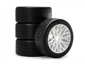 RUBBER TIRE & RIM SET 100/42 2.9 100 X 42mm 17mm HEX ARA550063 FOR ARRMA 1/7 INFRACTION LIMITLESS F1 6S BLX - WHITE - RS-TY1024417/WI