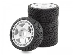 RALLY RUBBER TIRE AND RIM SET 100 X 40mm 17mm HEX FOR 1/7 1/8 ARRMA INFRACTION 6S BLX TRUCK - RS-TY1004017/WI
