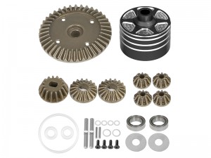 METAL F / R  DIFF GEAR SET W. ALUMINUM DIFF CASE 22049 FOR 1/10 TAMIYA TT-02 TT-02D XM-01 BT-01 XV-02 RC CAR - RS-TA20049/BK