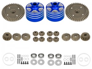 METAL FRONT & REAR DIFF GEAR SET W. ALUMINUM DIFF CASE 22049 FOR 1/10 TAMIYA TT-02 TT-02D XM-01 BT-01 XV-02 RC CAR - RS-TA20049/B2