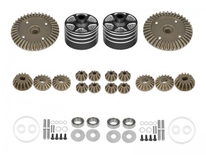 METAL FRONT & REAR DIFF GEAR SET W. ALUMINUM DIFF CASE 22049 FOR 1/10 TAMIYA TT-02 TT-02D XM-01 BT-01 XV-02 RC CAR - RS-TA20049/BK2