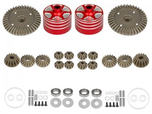 METAL FRONT & REAR DIFF GEAR SET W. ALUMINUM DIFF CASE 22049 FOR 1/10 TAMIYA TT-02 TT-02D XM-01 BT-01 XV-02 RC CAR - RS-TA20049/RE2