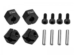 GPM TXMM010 7075 ALLOY FRONT AND REAR CLAMP TYPE WHEEL HUB 12mm 3654 FOR TRAXXAS MINI MAXX MONSTER 107154-1 - BLACK - TXMM010-BK