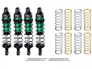 GPM 7075 ALLOY F & R ADJUSTABLE SPRING SHOCK - 87mm 3760 10765 FOR 1/10 RC TRAXXAS MINI MAXX MONSTER 107154-1 - GREEN - TXMM087FR-G-BK
