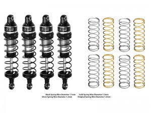 GPM 7075 ALLOY F & R ADJUSTABLE SPRING SHOCK - 87mm 3760 10765 FOR 1/10 RC TRAXXAS MINI MAXX MONSTER 107154-1 - SILVER - TXMM087FR-S-BK