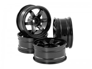 ALUMINUM 6 SPOKE RIM 56 X 26mm 12mm HEX FOR 1/10 RC D4 YOKOMO DRIFT CAR - BLACK - RS-WH562612/BK