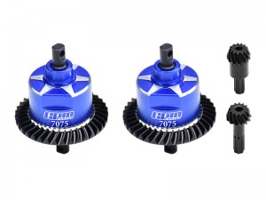 GPM TXMM1137S STEEL 7075 ALLOY F & R COMPLETE DIFFERENTIAL 10780 FOR  RC TRAXXAS MINI MAXX / MINI SLASH / MINI XRT - BLUE - TXMM1137S-B