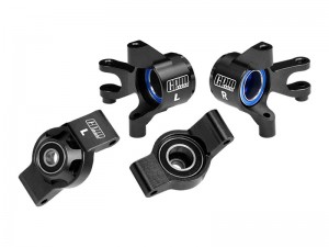 GPM TXMM2122 7075 ALLOY FRONT STEERING BLOCKS & REAR HUB STUB AXLE CARRIERS 10736 10752 FOR 1/10 TRAXXAS MINI MAXX MONSTER 107154-1 - BLACK - TXMM2122-BK