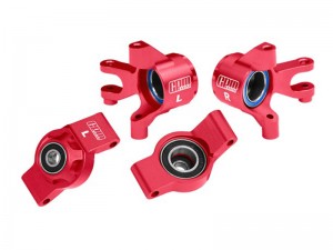 GPM TXMM2122 7075 ALLOY FRONT STEERING BLOCKS & REAR HUB STUB AXLE CARRIERS 10736 10752 FOR 1/10 TRAXXAS MINI MAXX MONSTER 107154-1 - RED - TXMM2122-R
