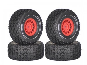 RUBBER TIRE AND RIM SET 65 X 28.5mm 12mm HEX FOR ARRMA 1/14 MOJAVE GROM RC TRUCK - RS-TY6528/RE