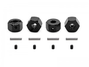 ALUMINUM WHEEL HEX HUBS -12mm 3654 FOR TRAXXAS MINI MAXX MONSTER TRUCK 107154-1 - BLACK - RS-TRX3654/BK