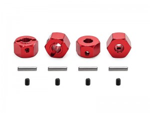 ALUMINUM WHEEL HEX HUBS -12mm 3654 FOR TRAXXAS MINI MAXX MONSTER TRUCK 107154-1 - RED - RS-TRX3654/RE