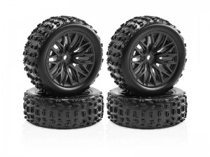 RUBBER TIRE AND RIM SET TYPE A ARA550114 FOR RC ARRMA 1/14 TYPHON GROM BUGGY ARA2106 - TY-6926A/BK