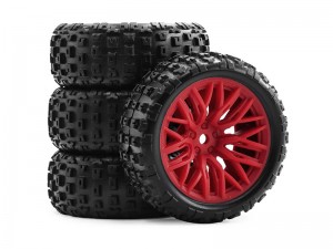 RUBBER TIRE AND RIM SET ARA550114 TYPE C FOR RC ARRMA 1/14 TYPHON GROM BUGGY ARA2106 - TY-6727/RE