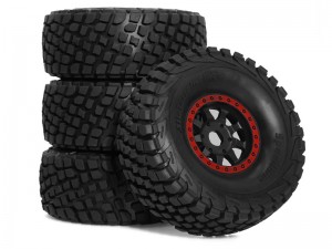 RUBBER TIRE AND RIM SET 135 X 55mm 17mm HEX 8472 FOR 1/7 TRAXXAS UDR UMLIMITED DESERT RACER 85086-4 - TY-8472/BK