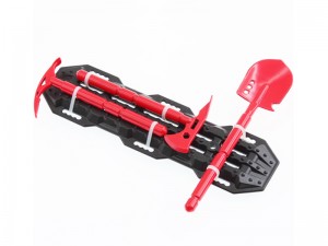 CRAWLER ACCESSORIES SHOVEL HAND TOOLS W. ESCAPE BOARD FOR 1/10 RC TRAXXAS TRX-4 AXIAL SCX-10 CRAWLER - BLACK / RED - RS-CA04/BKRE