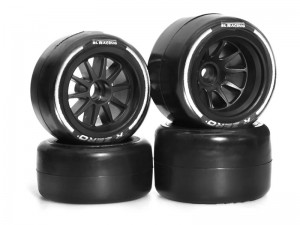 RUBBER TIRE AND WHEEL SET FRONT & REAR - PRE-GLUE FOR 1/10 TAMIYA TRF103 F-104 FORMULA F-1 CAR - RS-TY603038