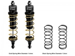GPM TJ104R 6061-T6 ALLOY REAR ADJUSTABLE SPRING SHOCK 104mm 7462 FOR TRAXXAS 1/8 JATO 4X4 VXL 90386-4 - BLACK - TJ104R-BK-GD