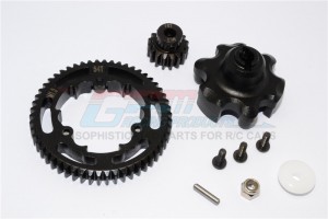 ALUMINIUM GEAR ADAPTER STEEL SPUR GEAR 54T MOTOR GEAR 16T TRAXXAS XMAXX - TXM355416T-BK