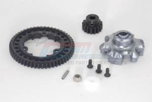 ALUMINIUM GEAR ADAPTER STEEL SPUR GEAR 54T MOTOR GEAR 16T TRAXXAS XMAXX - Gun Silver - TXM355416T-GS
