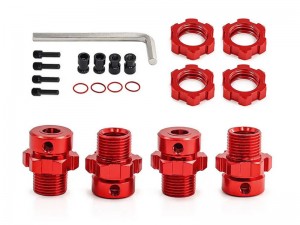 EXTREND 17mm ALUMINUM SPLINED WHEEL & NUT SET 5353X 5854 FOR TRAXXAS 1/10 E-REVO E-MAXX T-MAXX REVO MONSTER - RED - RS-TRX5353X/RE