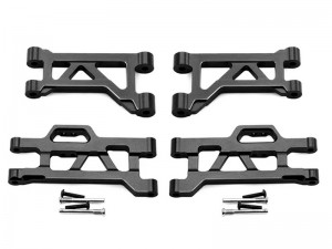 ALUMINUM FRONT UPPER & LOWER SUSPENSION ARM 10731 FOR 1/16 TRAXXAS MINI MAXX MONSTER 107154-1 - BLACK - RS-TRX10731/BK