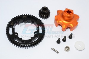ALUMINIUM GEAR ADAPTER STEEL SPUR GEAR 54T MOTOR GEAR 16T TRAXXAS XMAXX - Orange - TXM355416T-OR