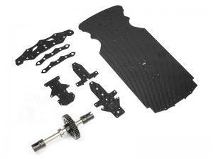 CARBON FIBER LIGHT WEIGHT MAIN CHASSIS PLATE W. CENTER SPOOL SET ARA320514 ARA311070 FOR 1/7 ARRMA LIMITLESS 6S BLX ARA7116V2 - RS-ARA320514A/34T