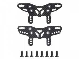CARBON FIBER FRONT & REAR SHOCK TOWER STIFFENER 47521 FOR TAMIYA 1/10 XM-01 M-CHASSIS RC CAR 58738 - RS-TA47521FR/BK